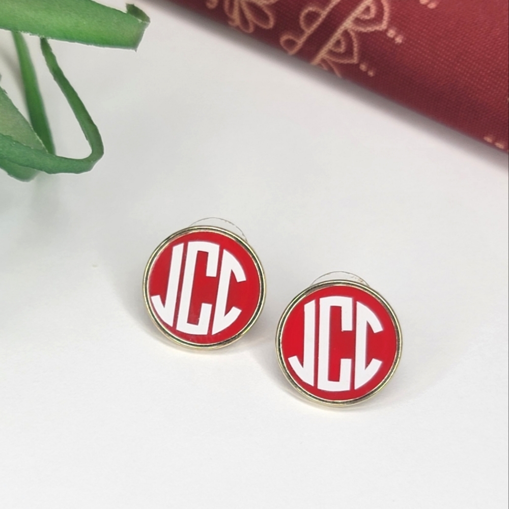 Fornash Earrings Red White "JCC" Monogram